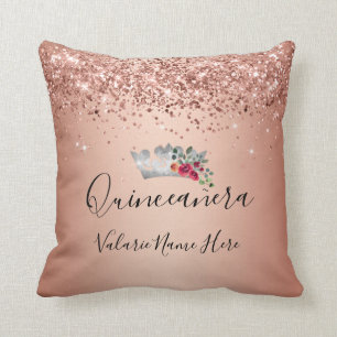 Söt Rosa Glitter Quinceañera Dekorativ kudde