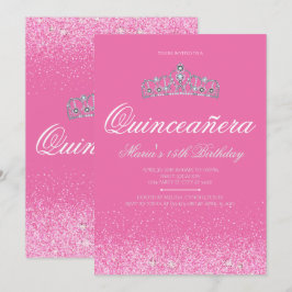 Söt Rosa Glitter, Quinceanera-inbjudan Inbjudningar