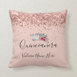 Söt Rosa Glitter Quinceanera Kudde
