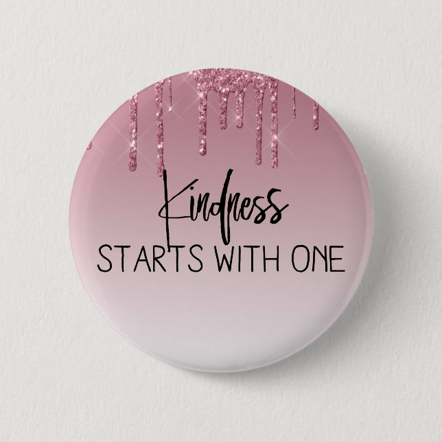 Söt Rosa Glittrande Inspirerande Knapp (Framsida)