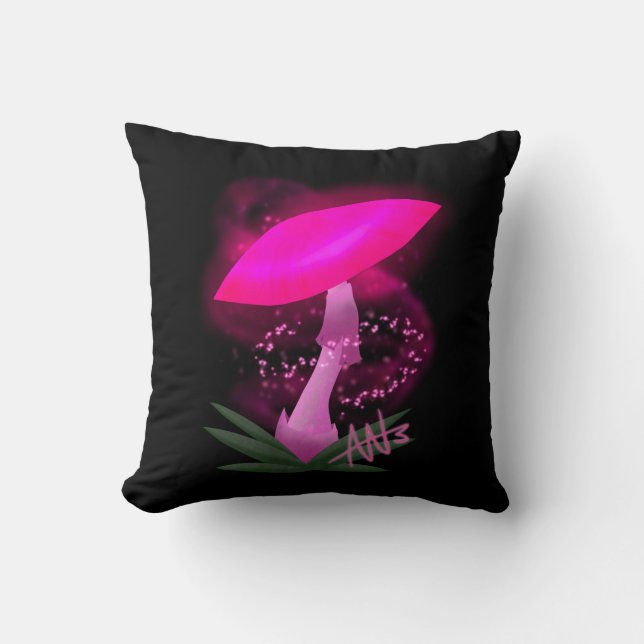 Söt Rosa Glowing Mushroom Kudde (Framsida)