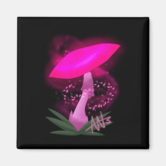 Söt Rosa Glowing Mushroom Magnet (Framsidan)