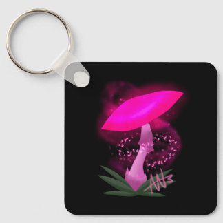 Söt Rosa Glowing Mushroom Metall Nyckelring