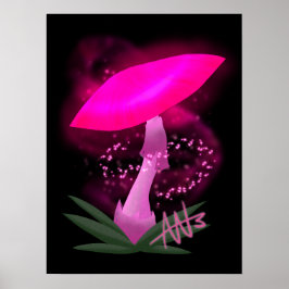 Söt Rosa Glowing Mushroom Poster