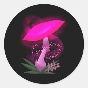 Söt Rosa Glowing Mushroom Sticker Runt Klistermärke