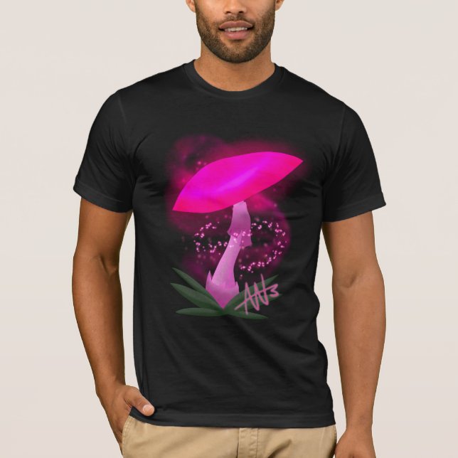 Söt Rosa Glowing Mushroom T Shirt (Framsida)