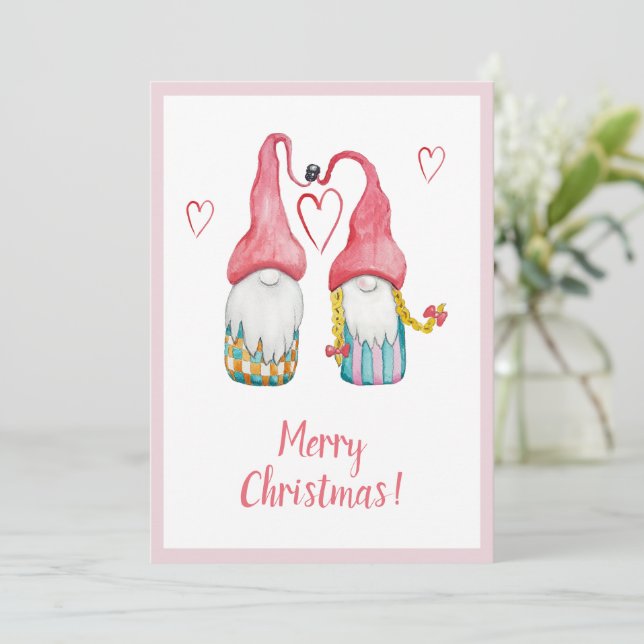 Söt Rosa Gnom i Kärlek God Jul (Stående Fram)