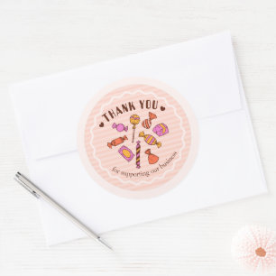 Söt rosa godisillustrerad Tacksamhet Rund Runt Klistermärke