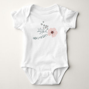 Söt Rosa Grå Blommig Design T Shirt