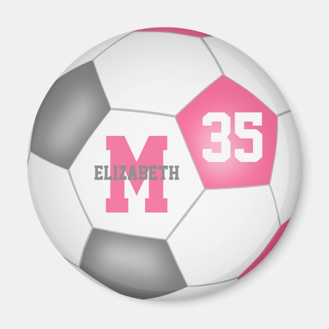 Söt rosa grått-flickors anpassningsbar-fotboll magnet (Framsidan)