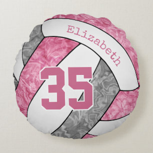 Söt rosa grått-flickors volleyball-personlig rund kudde