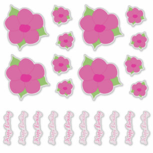 Söt Rosa Grattis på födelsedagen Blomdekaler Klistermärken