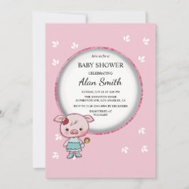 Söt Rosa Gris Bebis Bjudningskort För Baby Shower Inbjudningar
