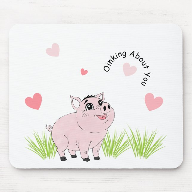 Söt rosa gris för Alla hjärtans dag Musmatta (Framsidan)