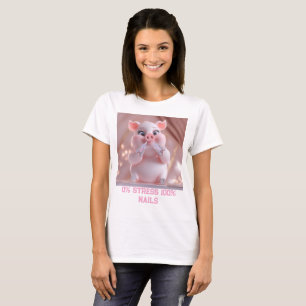 Söt Rosa Gris Nagel Älskare Kvinnors T-Shirt