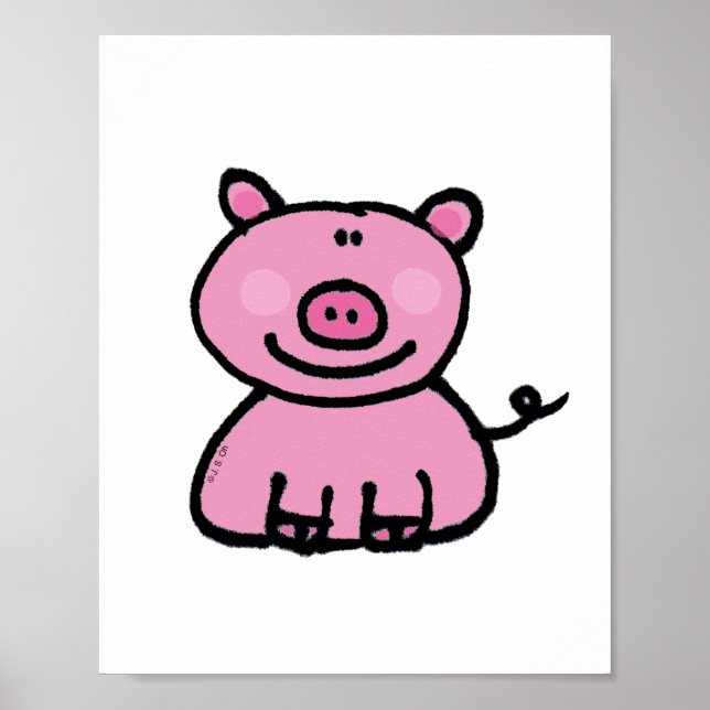 Söt Rosa Gris Tecknad Film Poster (Framsidan)