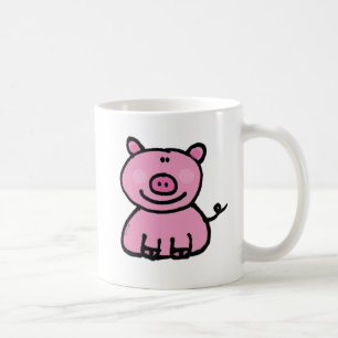 Söt rosa gris tecknad serie kaffemugg