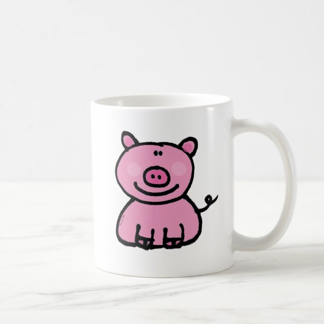 Söt rosa gris tecknad serie kaffemugg (Höger)