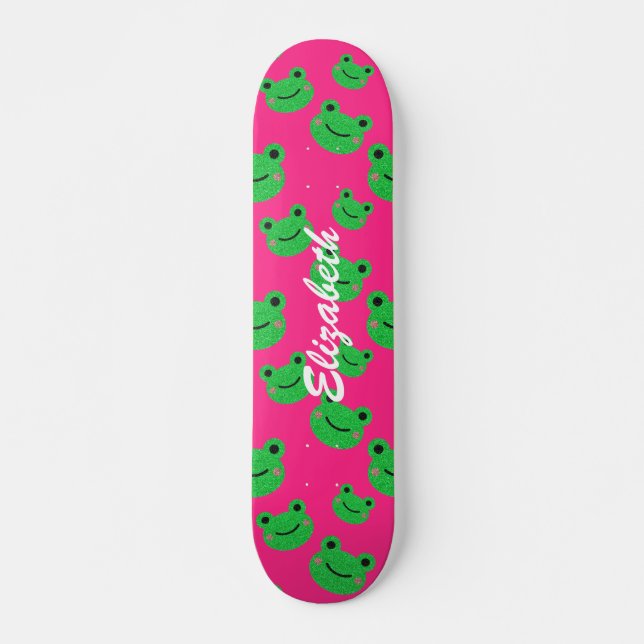 Söt rosa groda mönster Skateboard (Framsida)
