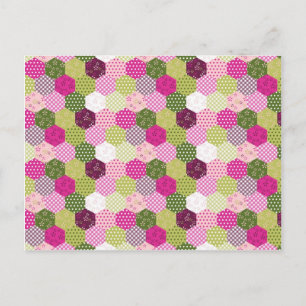 Söt Rosa Grönt Mulberry Patchwork Quilt Design Vykort