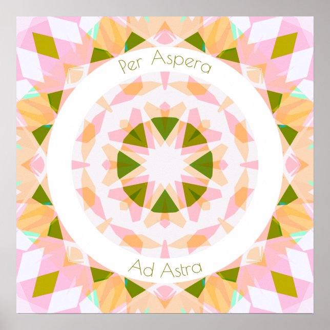 Söt Rosa Grönt per Aspera och Astra Motivational Poster (Framsidan)