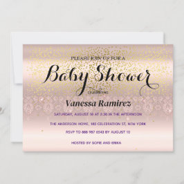 Söt rosa guld babypresent inbjudningar