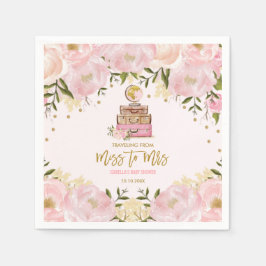 Söt  Rosa Guld Blommigt Travel Möhippa  Pappersservett