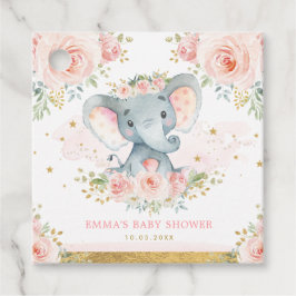 Söt Rosa Guld Elephant Baby Shower Gåvor Etiketter
