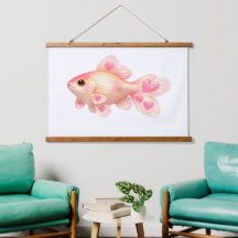 Söt Rosa Guld fisk med Hjärtan Kawaii Trä