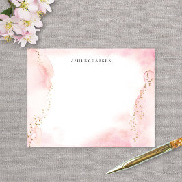 Söt Rosa Guld Glitter Personal Stationery Tack Kort