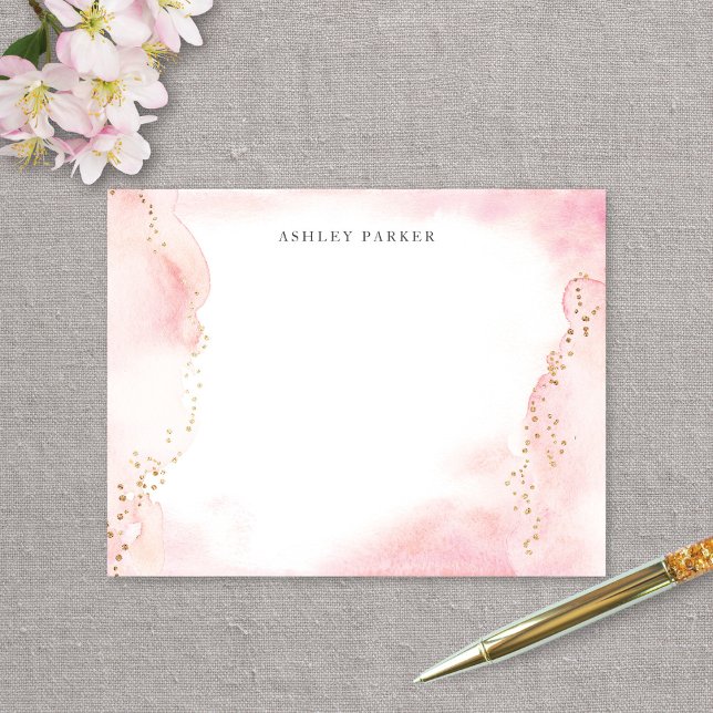 Söt Rosa Guld Glitter Personal Stationery Tack Kort (Skapare uppladdad)