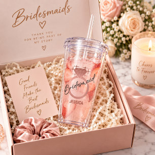 Söt Rosa Guld Ring Brudtärna Personlig Take Away Mugg