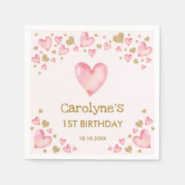 Söt Rosa Guld Valentines Knappt födelsedag Pappersservett