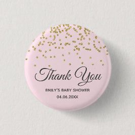 Söt rosa guldglitter Tack Baby Shower Knapp