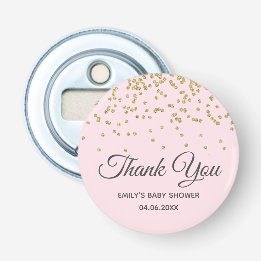Söt rosa guldglitter Tacksamhet Baby Shower Flasköppnare