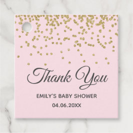Söt rosa guldglitter Tacksamhet Bebisshower Gåvor Etiketter