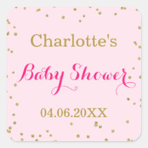 Söt rosa guldglitterkonfetti baby shower