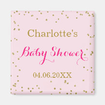 Söt rosa guldglitterkonfetti baby shower