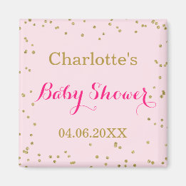 Söt rosa guldglitterkonfetti baby shower magnet