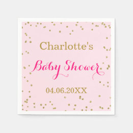 Söt rosa guldglitterkonfetti baby shower pappersservett