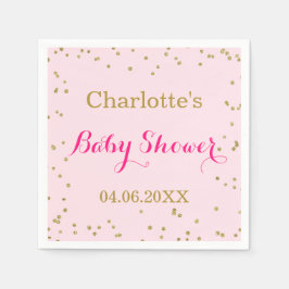 Söt rosa guldglitterkonfetti baby shower pappersservett