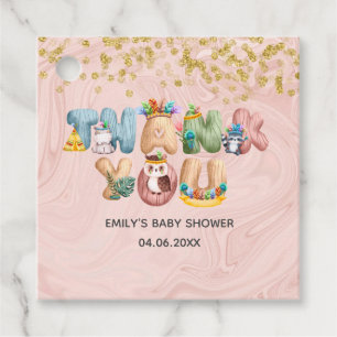 Söt Rosa Guldmarmor Bebis Baby Shower Djur Tack Gåvor Etiketter
