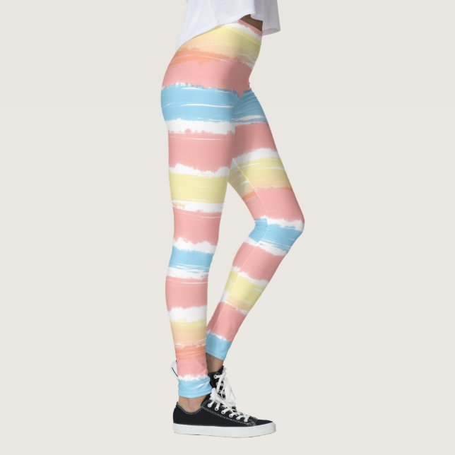 Söt Rosa Gult Blue Rand Leggings (Höger)