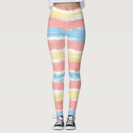 Söt Rosa Gult Blue Rand Leggings