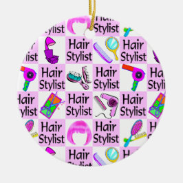 SÖT ROSA HAIR STYLIST CHRISTMAS ORNATION JULGRANSPRYDNAD KERAMIK