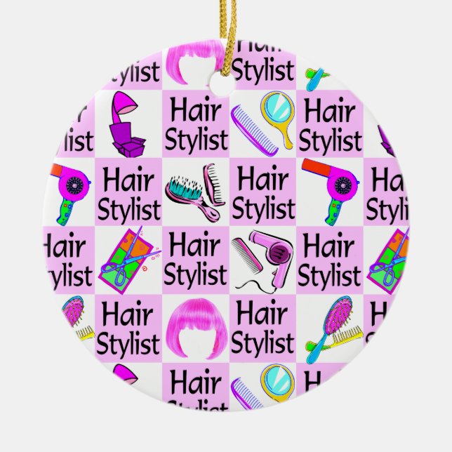 SÖT ROSA HAIR STYLIST CHRISTMAS ORNATION JULGRANSPRYDNAD KERAMIK (Framsidan)