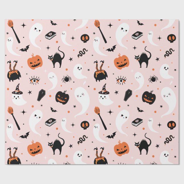 Söt rosa Halloween  Presentpapper (Platt)