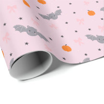 Söt rosa halloweenfladdermus-mönstrad presentpappe