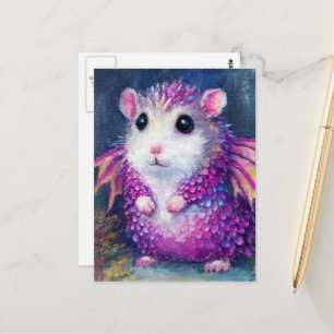 Söt Rosa Hamster Drakon Vykort