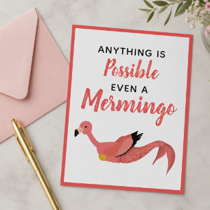 Söt Rosa Havfrueflamingo Inspirerande Citat Vykort